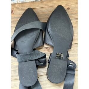 Free People Ballet Flats Pointed Toe Wrap Ankle Tie Womens 7/38 Black